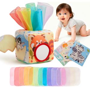 Baby Tissue Box Toy for Babies 6-12 Months - Montessori Sensory Toys for Babies 1 Year Old - Boy Girl Shower Gifts 6 9 12 18 Months Old