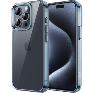 JETech Case for iPhone 15 Pro Max 6.7-Inch, Non-Yellowing Shockproof Phone Bumper Cover, Anti-Scratch Clear Back (Blue)