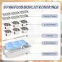 Countertop Ice Food Serving Display Tray with 6 Pan, Portable Salad Bar Buffet Station for Home, Cold Food Buffet Server, Pizza Topping Station, Cold Buffet Table Serving Station for Party