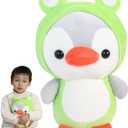 Duck/Penguin Stuffed Animal in Frog Costume Adorable Plushies Wearing Green Frog Outfit Plush Toys Great for Kids and Lovers,Stuffed Penguin Animals 10 Inch