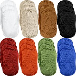 24 Skeins Soft Cotton Yarn Total 2880 Yards Assorted Colors Yarn for Crocheting and Knitting 4 Ply Acrylic Gauze for DIY Crafts Project, Each Skein 1.76 Oz/120 Yard(Dark Colors)