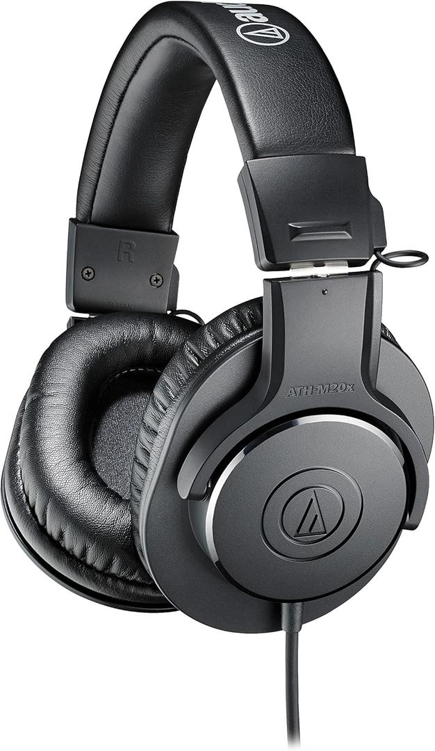 Audio-Technica ATH-M20x Professional Studio Monitor Headphones, Black, Wired