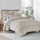 Levtex Home Adare Taupe Reversible Full/Queen Comforter Set (90x94in) with 2 Pillowcases (26x20in) - Floral Bedding - Taupe White - 100% Cotton Full/Queen Size Comforter Set - Soft, Pre-Washed