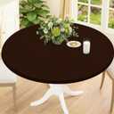 Smiry Round Spandex Tablecloth, Elastic Fitted Washable Tablecloths for 57"-68" Tables, Waterpoof Stretch Picnic Table Cover for Dining, Indoor and Outdoor, Coffee