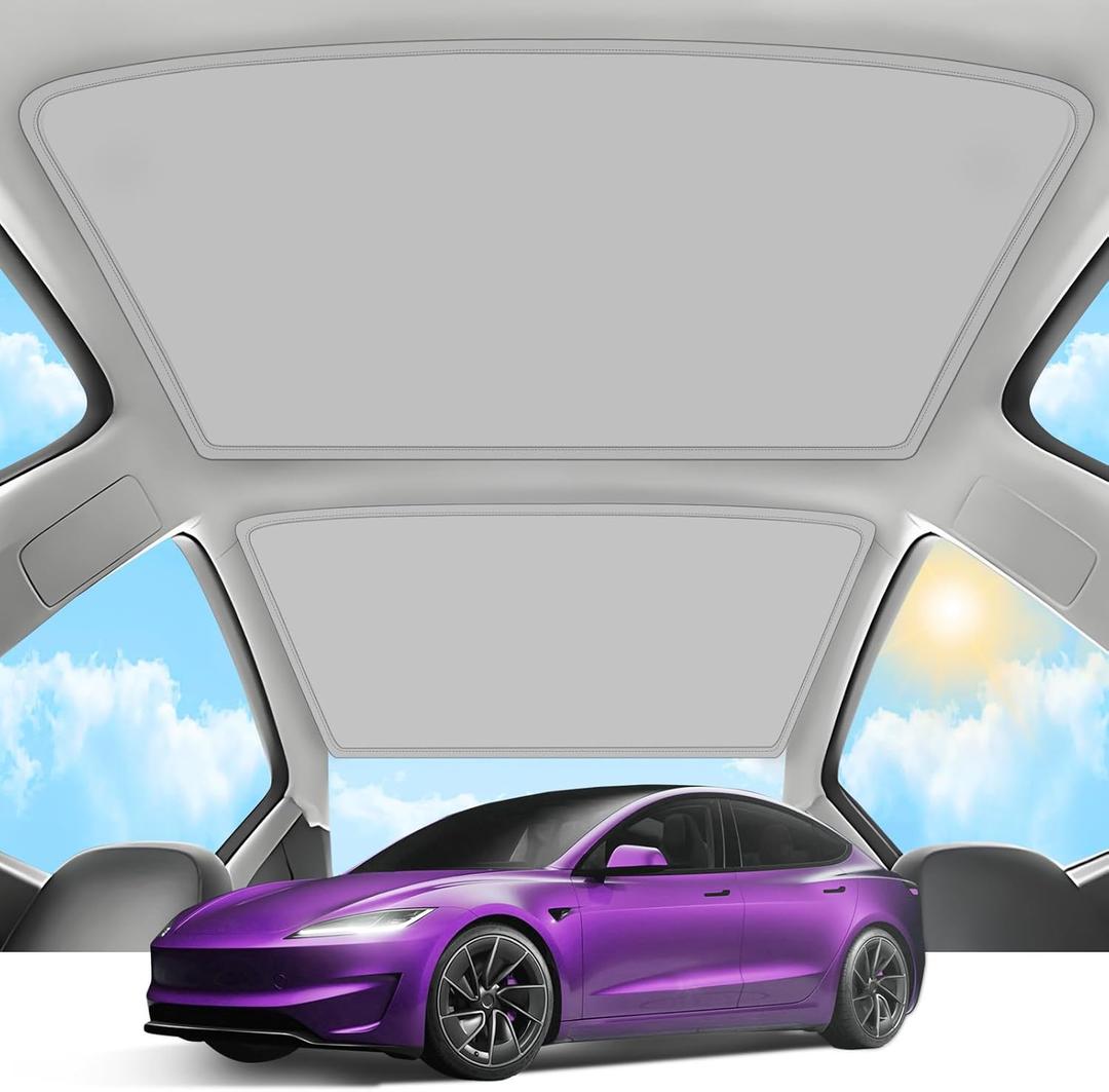 2025 Upgrade Sunshade Roof for Tesla Model 3 Highland 2024 2025 [No-Gap/Sag-Free] Heat Insulation Glass Roof Sunshade Sunroof for Tesla Model 3 Accessories 2025 2024 Gray