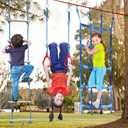 Ninja Warrior Obstacle Course for Kids Backyard - 250ft Slackline Kit with 10 Most Complete Accessories for Boys & Girls, Swing, Rope Ladder, Gymnastic Ring, Climbing Net, Arm Trainer and Monkey Fist, 2x50FT + 10 attachments
