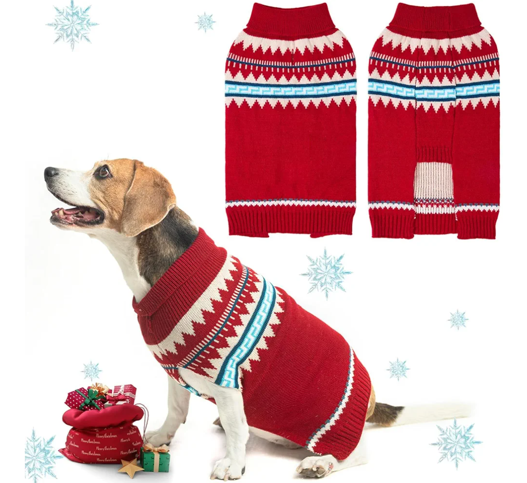 BINGPET Dog Sweater - Turtleneck Classic Knit Dog Sweaters for Small Medium Large Dogs, Pet Winter Clothes Warm Sweatshirts Outfits for Doggie and Cats Red M