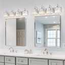 4-Light Modern Bathroom Light Fixture Chrome Bathroom Vanity Lights Over Mirror Wall Sconce Lighting with K9 Crystal Shades E26 Base for Bedroom, Living Room, Hallway, Cabinet Wall Lamp