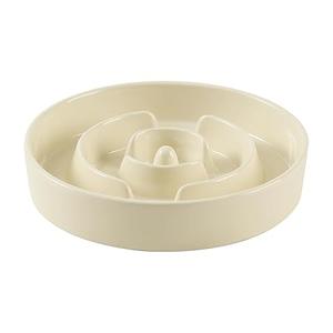 Havniva Ceramic 1.6 Cup Slow Feeder Dog Bowl for Medium and Large Breed, 8.2inch Puzzle Dog Food Dish, AntiGulping, Stop Bloat, Preventing Choking (Single BowlBeige)