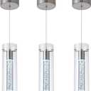 3-Pack Modern Pendant Lighting Satin Nickel,24W Light Chandelier with LED Bulb, Updated Housing and Bubble Kitchen Light for Kitchen,Dining Room,Living Room,Corridor and Restaurant, 6000K