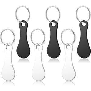 6 Pcs Quarter Keychain Metal Shopping Cart Trolley Tokens Trolley Key Ring Supermarket Keychain Token (Silver, Black)