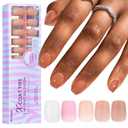 BTArtbox Extra Short Nail Tips Square - 600 Pcs Gel Press On Nails Natural XCOATTIPS Pre-applied Tip Primer Cover, Pre-colored Gel Tips Fake Nails for Easy DIY Nail Art 15 Sizes