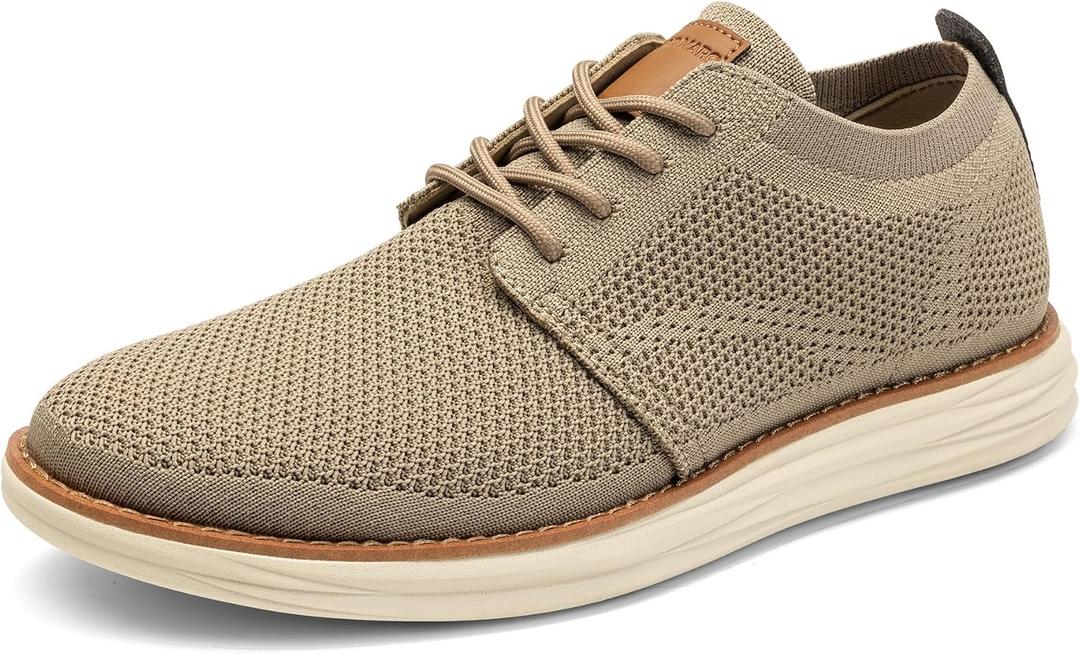 Bruno Marc Men's KnitFlex Breeze Mesh Sneakers Oxfords Lace-Up Lightweight Casual Walking Shoes (Beige, 9)