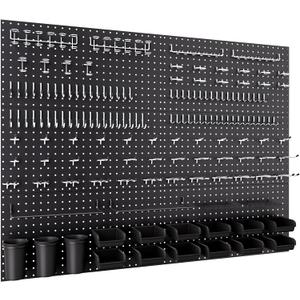 INCLY 48x36 Inch Metal Peg Board Kit with 1/4" Pegboard Hooks Accessories, 6PCS Peg Board Panels and 234PCS Black Pegboard Wall Organizer Tool Storage System for Garage Workbench Shed
