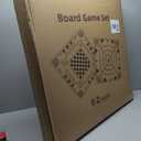 Carron Board Game Set, 27.5 Inch Crokinole/Backgammon/Bowling Game, Tabletop Flicking Game with Discs, All in One Board Game Set for Adults, Family Game Night