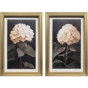 Gatheroad Vintage Gold Framed Wall Art Set of 2, Large Hydrangea Floral Art Painting & Canvas Prints | Dark Moody Aesthetic Wall Pictures & Artwork for Living Room, Bedroom, Bathroom Decor, 16x24in