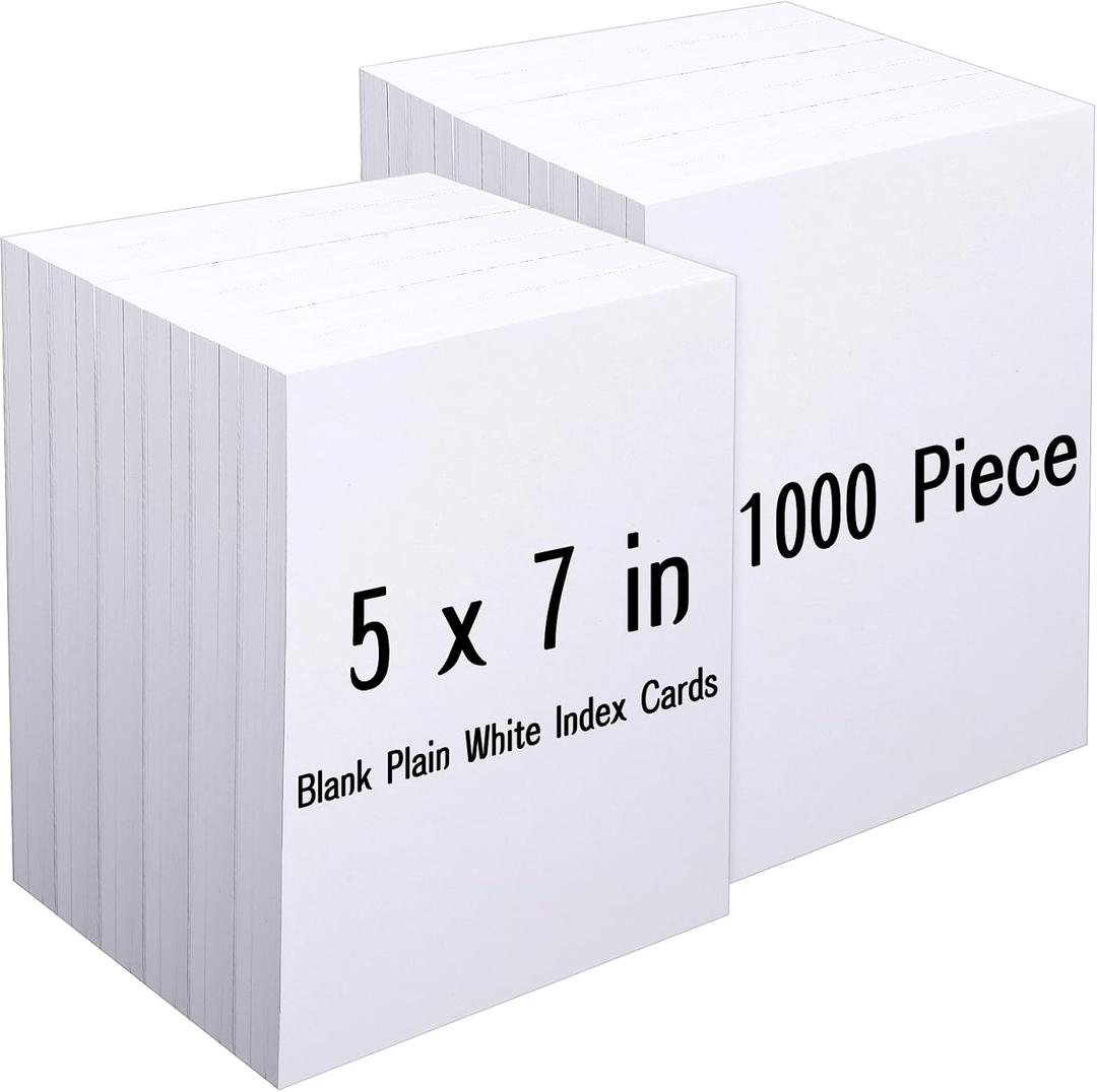 Yexiya 1000 Pieces 5 x 7 Cardstock Index Cards Blank White Index Cards Bulk, 180 Gsm Postcards Stock Printer Paper for Invitations, Photo Paper