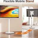 Mobile TV Cart Rolling TV Stand for 10-46 Inch Flat/Curved Screen Up to 88lbs, Height Adjustable Portable TV Cart with Tilting and Rotating, TV Stand with Wheels, Max VESA 200x200mm (White)