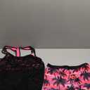 Yonique 3 Piece Athletic Tankini Swimsuits for Women with Shorts Swim Tank Tops with Sports Bra and Boyshorts Bathing Suits Pink Tree, Size Medium