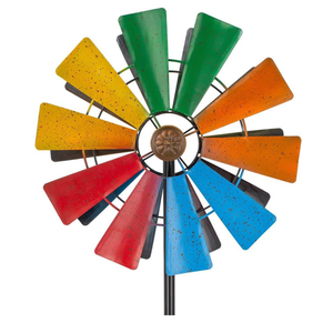 Stargarden Wind Spinners Outdoor, 13.4 Inch Kinetic Pinwheels, Colorful Metal Garden Spinners Double Windmill for Yard, Lawn, Patio