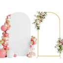 Wokceer 7.2 FT Wedding Arch Backdrop Stand and White Arch Cover, Metal Arch Stand with Arch Stand Cover for Birthday Party Wedding Ceremony Bridal Baby Shower Event Decor, 7.2x4ft