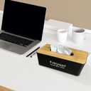 Tissue Box Cover, Tissue Box Holder with Bamboo Cover Plate, Rectangle Facial Tissue Holder Storage for Vanity, Countertops, Dressers, Night Stand, Offices and Parlors(9.6 x 4.9 x 3.5inch)