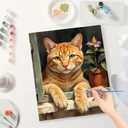 Pet Paint by Numbers Kit for Adults - DIY Orange Tabby Cat Painting on Canvas, Acrylic Paint Set, Suitable for Beginners, Excellent for Home Decoration or Gifts(16X20IN Framed)