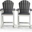 OTSUN Tall Adirondack Chairs Set of 4, Outdoor Balcony Chair, Patio Bar Stool Chair with Widened Arms, High Back, Footrest, 400lbs, All-Weather Bar Chair for Garden, Yard, Backyard