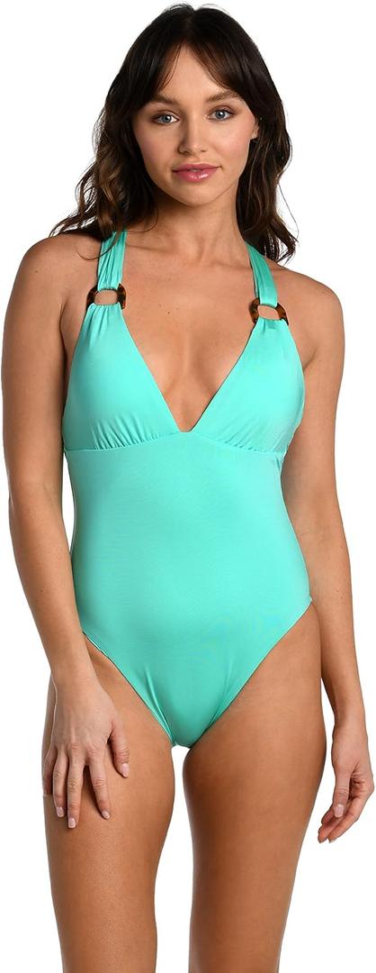 Sunshine 79 Women's Standard Over The Shoulder Plunge One Piece Swimsuit (Green)