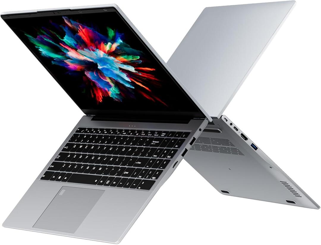 15.6 32GB RAM+1TB Laptop Computer, Win11 2C4T AMD Radeon 3050E 1.7-3.4GHz Notebook Computer, Fingerprint Reader, 6000mAh Battery PC, WiFi 2.4/5GHz, Bluetooth 4.2, Silver