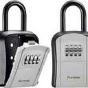 Puroma Key Lock Box, Portable Combination Lockbox Wall-Mounted Key Storage Box for House Keys, Resettable Code Safe Security Lock Box for Home, Office, Apartment Spare Key Storage (2 Pack, Gray)