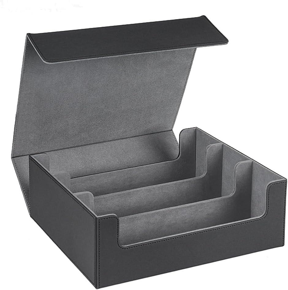 1 Piece 1800+ Card Deck Case for Trading Cards Magnetic Card Storage Box Side-Loading Deck Case Game Cards Box Black+Gray 500402165A1
