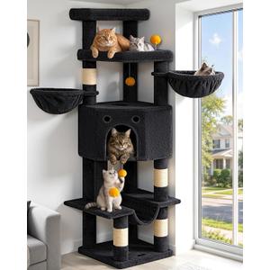 Cat Tree Tower for Indoor Large Adult Cats, 73in Tall Heavy Duty with Perch