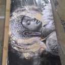 Gold Pictures Wall Art for Bedroom Vintage Poster Lotus Flower Grey with White Buddha Painting Large Wall Decorations for Living Room 29"x 58"