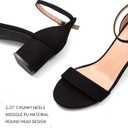 mysoft Women's Chunky Low Heels Open Toe Block Heeled Dress Ankle Strap Pump Wedding Sandals (Black), US 6.5