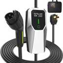Portable Electric Vehicle Charger Level 2, 7.68KW Fast Charger with J1772 Connector and NEMA 14-50 Plug Scheduled Charging, Works with EV and Hybrid Vehicles, for Home and Outdoor