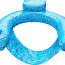 SWIMLINE ORIGINAL Fabric Covered U-Seat Inflatable Pool Lounger Flamingo Pattern | With Comfortable Sling Seat, Back Rest, and Built In Cup Holder | For Pool, Beach, Lake, and More