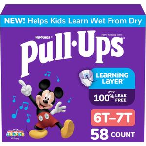 Pull-Ups Boys' Potty Training Pants, Size 6T-7T Training Underwear (55-75 lbs), 58 Count