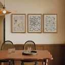 Krtoni 3PCS Framed Vintage William Morris Wall Art, Neutral Abstract Floral Canvas Artwork Prints, Rustic Boho Farmhouse Flower Botanical Picture Paintings for Living Room Bedroom Office 12W x16H