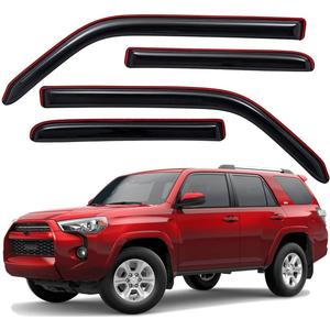 Lightronic Extra Durable Clip-on in-Channel Auto Vent Window Visor, Fits 2010-2024 Toyota 4Runner, UV Protection Rain Guard, Original Wind Deflector, No-Drill Easy Install, Dark Smoke, 4-Pcs