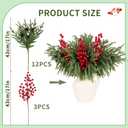 12 Pack Artificial Norfolk Pine Branches 17.7" Christmas Artificial Pine Stems with Red Berry Stems Fake Pine Needles Picks for Vase DIY Crafts Garland Wreath Xmas Indoor Home Decor
