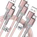 JSAUX USB C Cable Fast Charging, 3-Pack (10ft+6.6ft+3.3ft) USB A to Type C Charge Cord for iPhone 17/17 Pro/17 Pro Max, iPhone 16/16 Pro/16 Pro Max, Samsung Galaxy S24 S22 S20, USB C Charger(Pink) (Rose Gold)