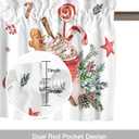 Christmas Valances for Windows Gingerbread Candy Cane Christmas Kitchen Curtain Valances Rod Pocket Xmas Ball Window Curtain Treatment Topper Curtains Seasonal Valance Christmas Decor, 42x12 Inch