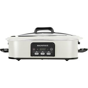 Magnifique 4 Quart Casserole Digital Slow Cooker, Premium Ceramic Bakeware for Oven, Dishwasher Safe Baking Dish, White