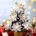 12 Pcs Christmas Poinsettia Artificial Flowers 5.5'' Christmas Snow Tree Flowers Decoration Rustic Hanging Ornaments for Xmas Home Vase Decor (Brown,Gingerbread Man Theme)