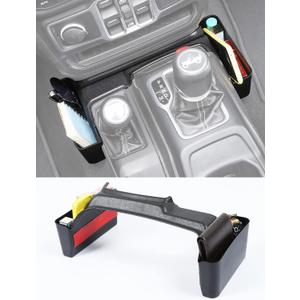 Savadicar GT-2 Shifter Storage Box with Microfibers, Gear Shift Side Tray, Center Console Organizer for 2018-2025 Jeep Wrangler JL JLU 4XE & Gladiator JT, Interior Accessories, Black, 1 PC
