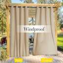 NICETOWN 2 Panels Weighted Blackout Cabana Curtains Outdoor Patio, W52 x L84 Windproof Top & Bottom Grommet & Back Tab, Thermal Heavyweight Drapes Keep Privacy for Yard/Porch, Biscotti Beige