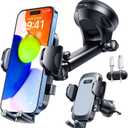 True Military-Grade & 360 Degrees Rotatable Suction 2025 YRU Ultimate Car Phone Holder Mount 90+LBS Safest Strongest Patent Certs Dashboard Windshield Vent for iPhone 16 15 Pro Max Samsung, Light Grey