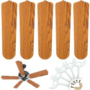 Yaocom 10 Pack Ceiling Fan Replacement Blades and Blade Arms Kit for 42/52 inch Ceiling Fan, 5 Blades and 5 Blade Arms with Mounting Hardware for Bedroom Patio Living Room(Natural Oak,52 Inch)