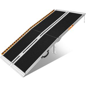 FACHNUO 6 Feet Portable Wheelchair Ramp with Support Legs, Non-Skid Aluminum Handicap Ramps, Folding Threshold Wheelchair Ramp for Home Steps, Stairs, Entry, Threshold, Doorways, 800LBS Capacity